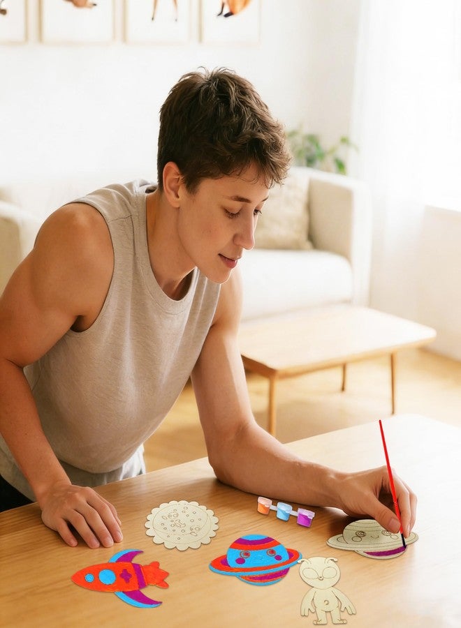 ام ال او ال ام هدايا عيد الحب، 30 مجموعة أدوات حرفية خشبية فضائية لعيد الحب مع بطاقات، لوازم فنية خشبية غير مكتملة الصنع لرواد فضاء فضائيين، مثالية لعيد الحب، أو كهدية لتبادل الهدايا في عيد الأم، أو كمشروع فني لعيد الميلاد. - Image 5